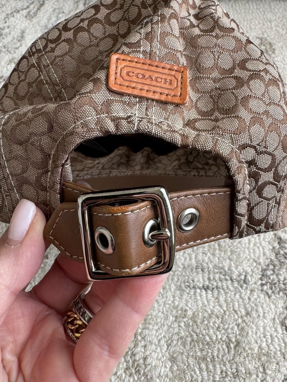 EUC Coach Signature Monogram Baseball Hat In Brown - Picture 4 of 9
